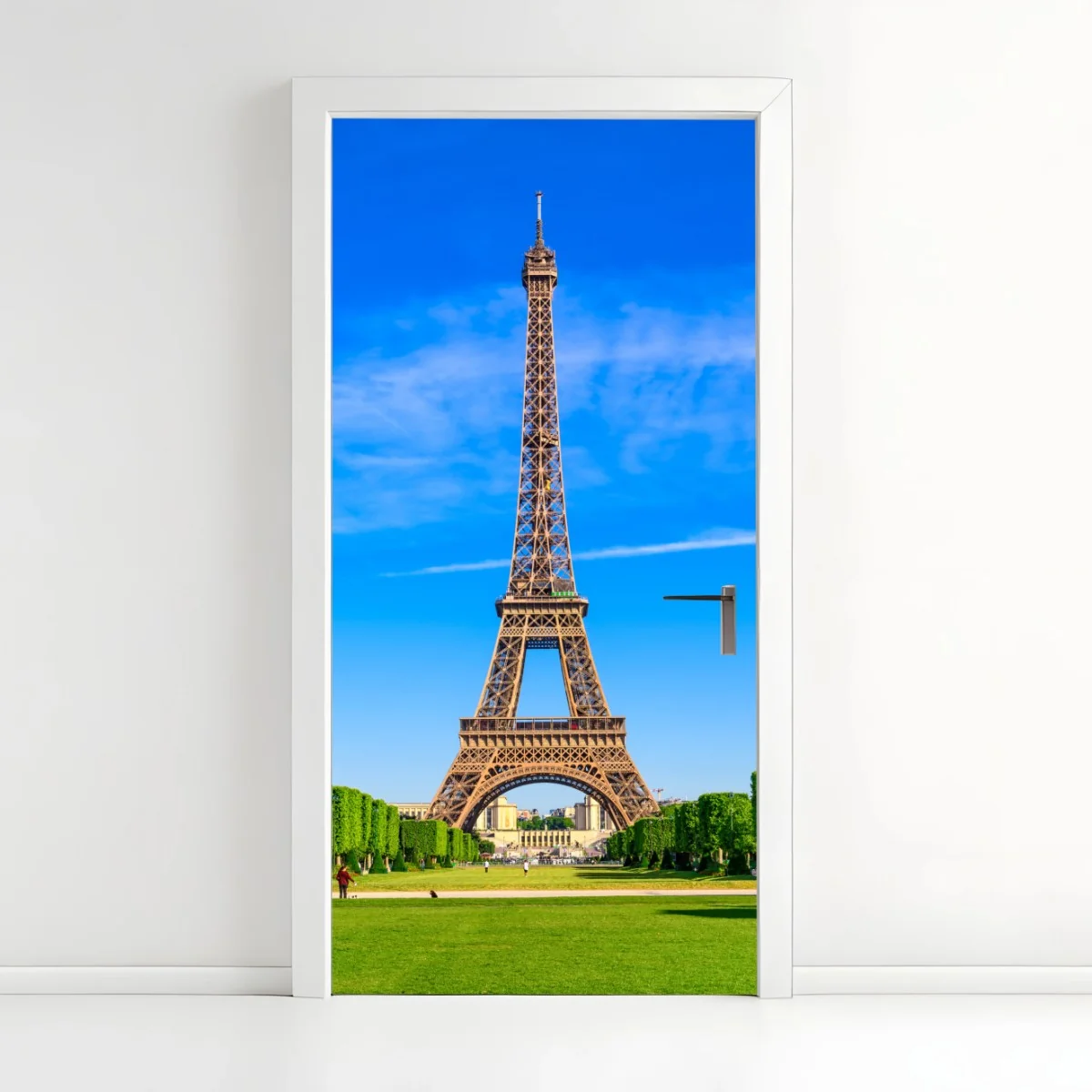 Adesivo per porta panorama maestoso della Torre Eiffel a Parigi • Wallissimo® Adesivo per porta panorama maestoso della Torre Eiffel a Parigi • Wallissimo®