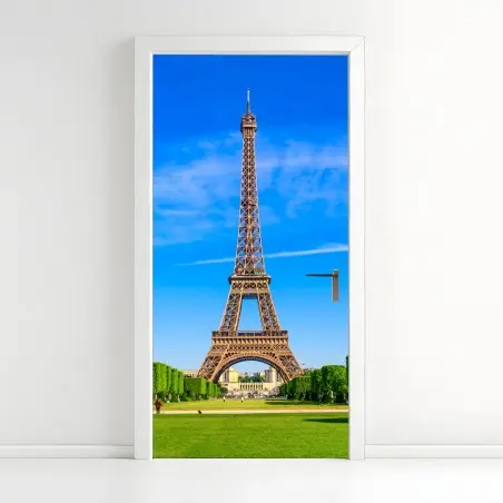 Adesivo per porta panorama maestoso della Torre Eiffel a Parigi • Wallissimo®