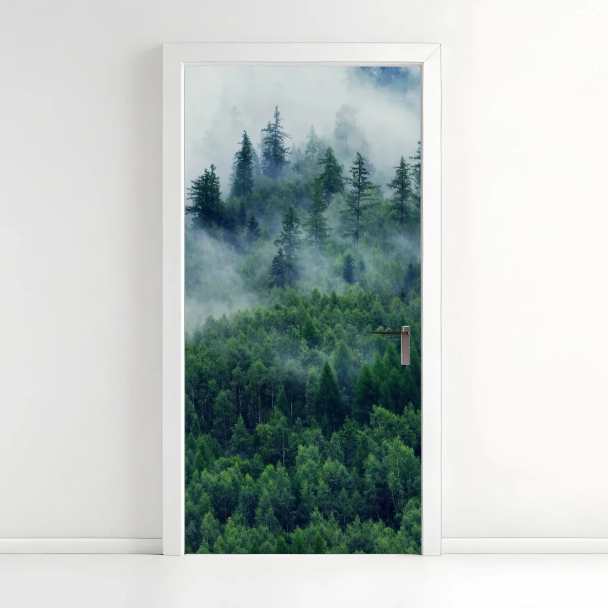 Adesivo per porta foresta avvolta dalla nebbia • Wallissimo® Adesivo per porta foresta avvolta dalla nebbia • Wallissimo®