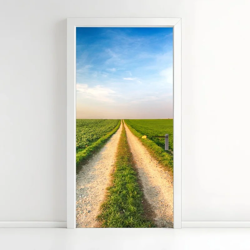 Adesivo per porta strada verso l'orizzonte