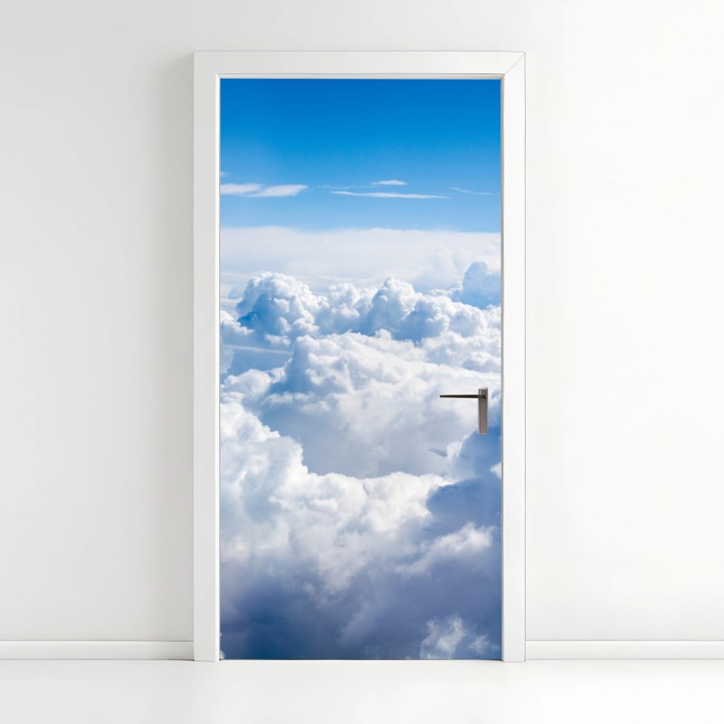 Adesivo per porta mare di nuvole su cielo azzurro