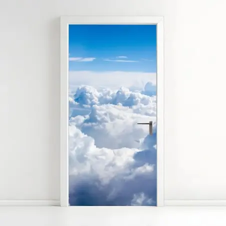 Adesivo per porta mare di nuvole su cielo azzurro • Wallissimo®