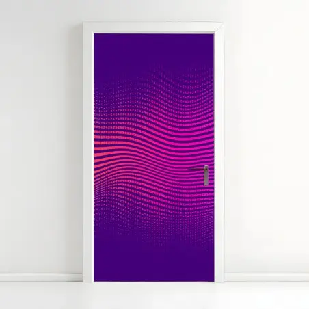 Adesivo per porta onda cromatica astratta su sfondo viola • Wallissimo®