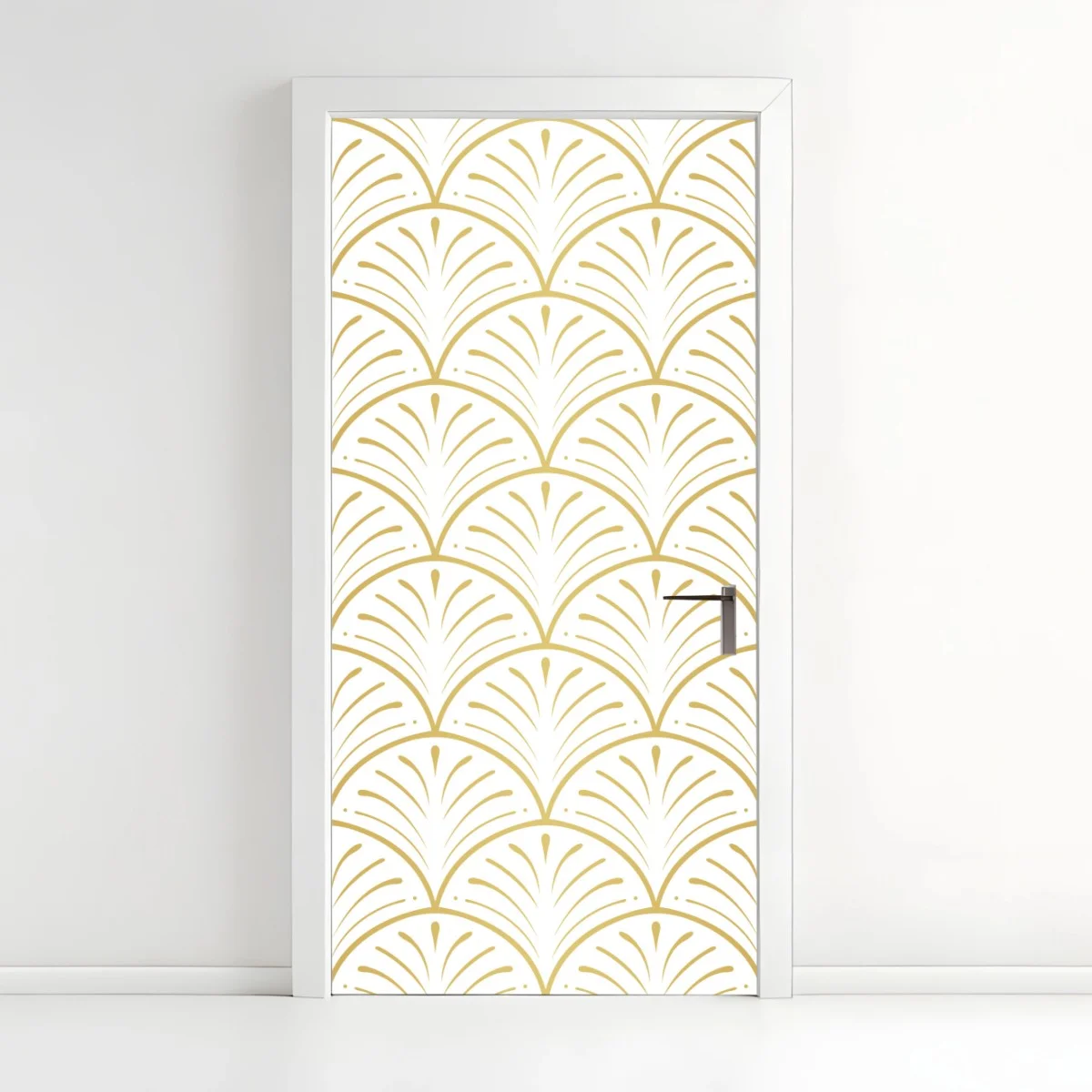 Adesivo per porta motivo art déco dorato su sfondo bianco • Wallissimo® Adesivo per porta motivo art déco dorato su sfondo bianco • Wallissimo®