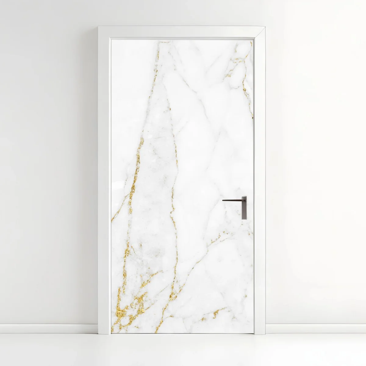 Adesivo per porta marmo bianco con venature dorate • Wallissimo® Adesivo per porta marmo bianco con venature dorate • Wallissimo®