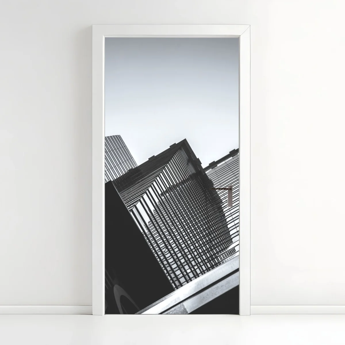 Adesivo per porta prospettive urbane in bianco e nero • Wallissimo® Adesivo per porta prospettive urbane in bianco e nero • Wallissimo®