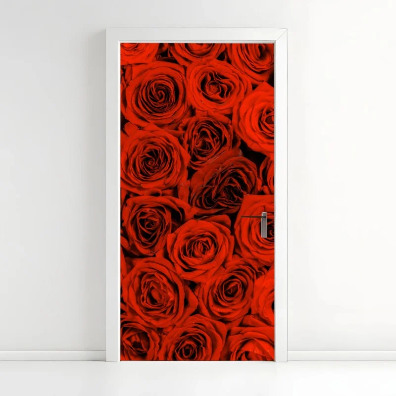 Adesivo per porta sinfonia di rose rosse