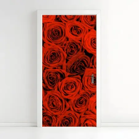 Adesivo per porta sinfonia di rose rosse • Wallissimo®