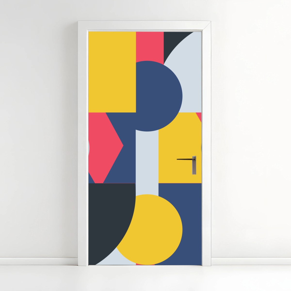 Adesivo per porta composizione geometrica dai colori vivaci • Wallissimo®