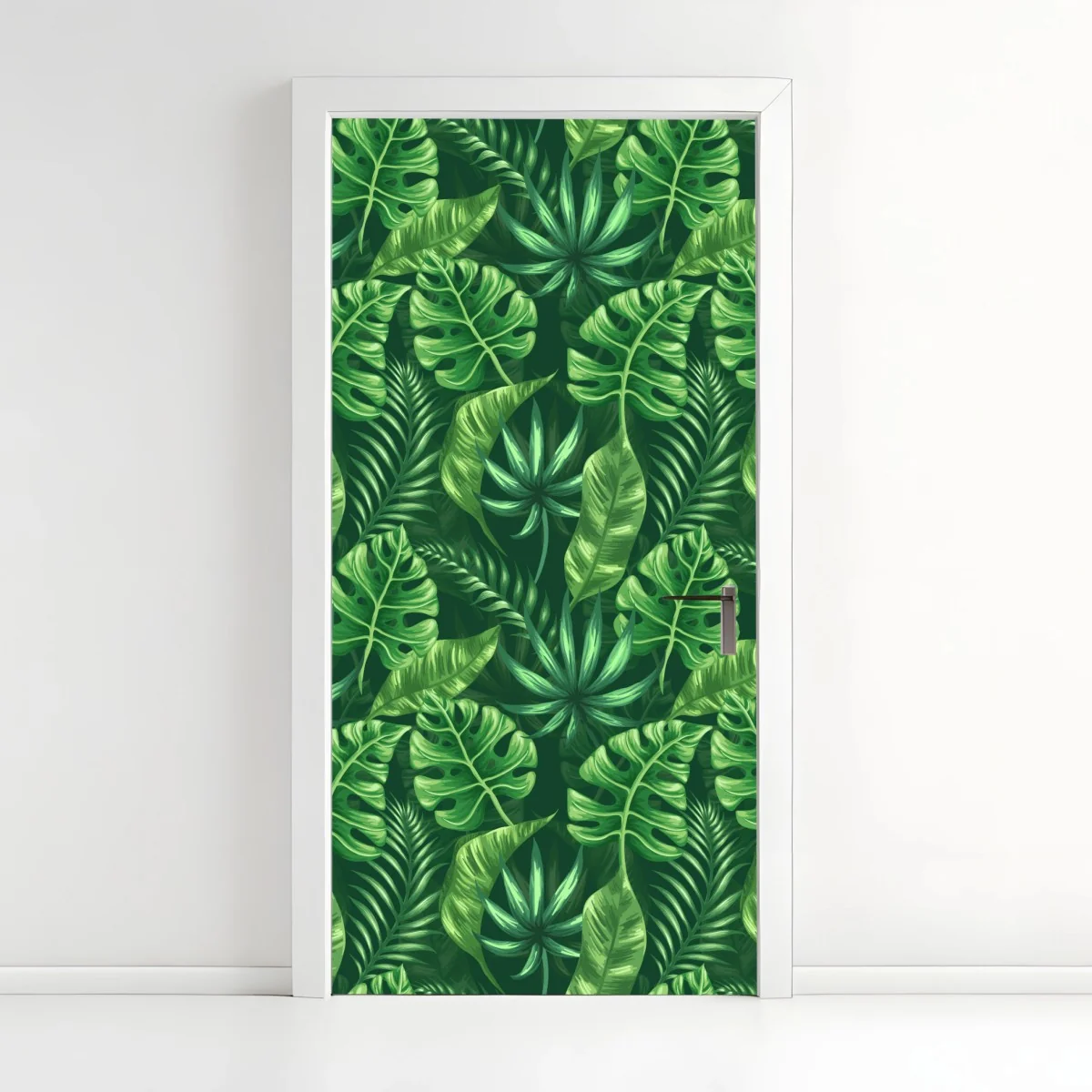 Adesivo per porta pattern botanico tropicale verde • Wallissimo® Adesivo per porta pattern botanico tropicale verde • Wallissimo®