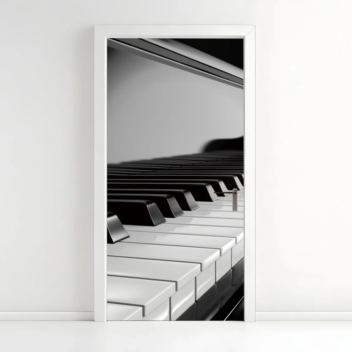 Adesivo per porta eleganza in bianco e nero: tastiera di pianoforte • Wallissimo® Adesivo per porta eleganza in bianco e nero: tastiera di pianoforte • Wallissimo®