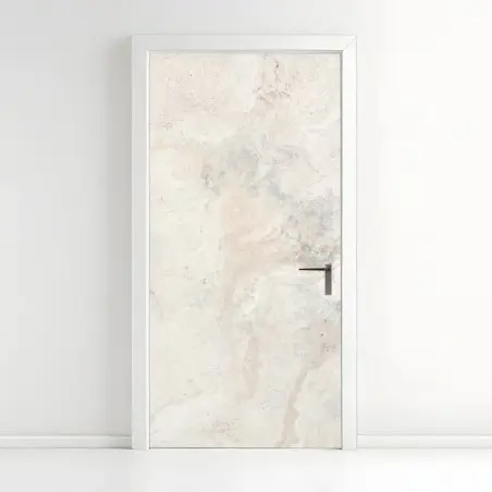 Adesivo per porta venature marmorizzate crema e grigio • Wallissimo®