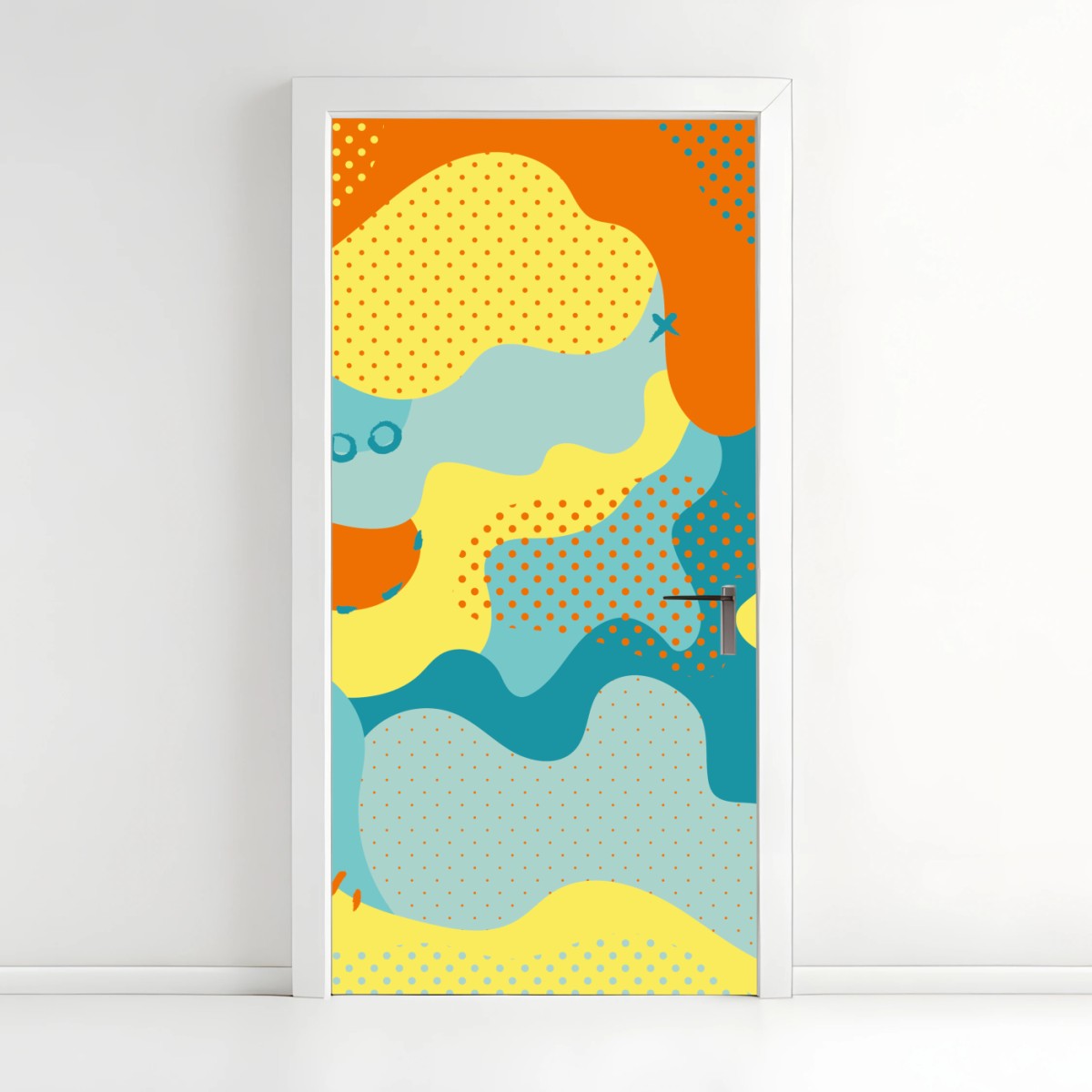 Adesivo per porta composizione astratta pop art colorata • Wallissimo®