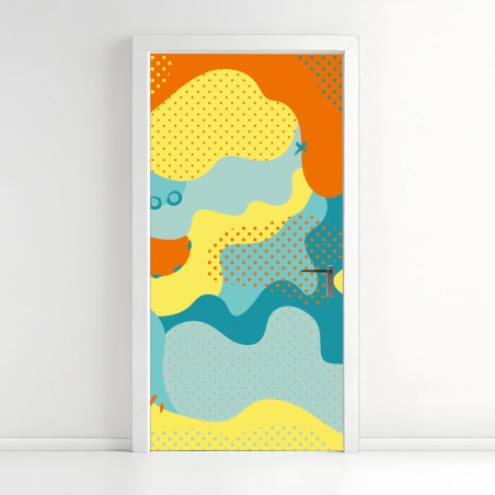Adesivo per porta composizione astratta pop art colorata • Wallissimo®
