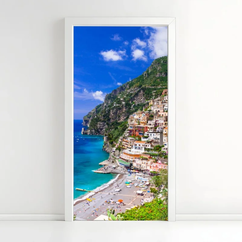 Adesivo per porta vista panoramica di Positano sulla Costiera Amalfitana