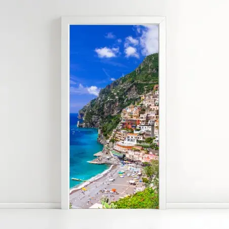 Adesivo per porta vista panoramica di Positano sulla Costiera Amalfitana • Wallissimo®