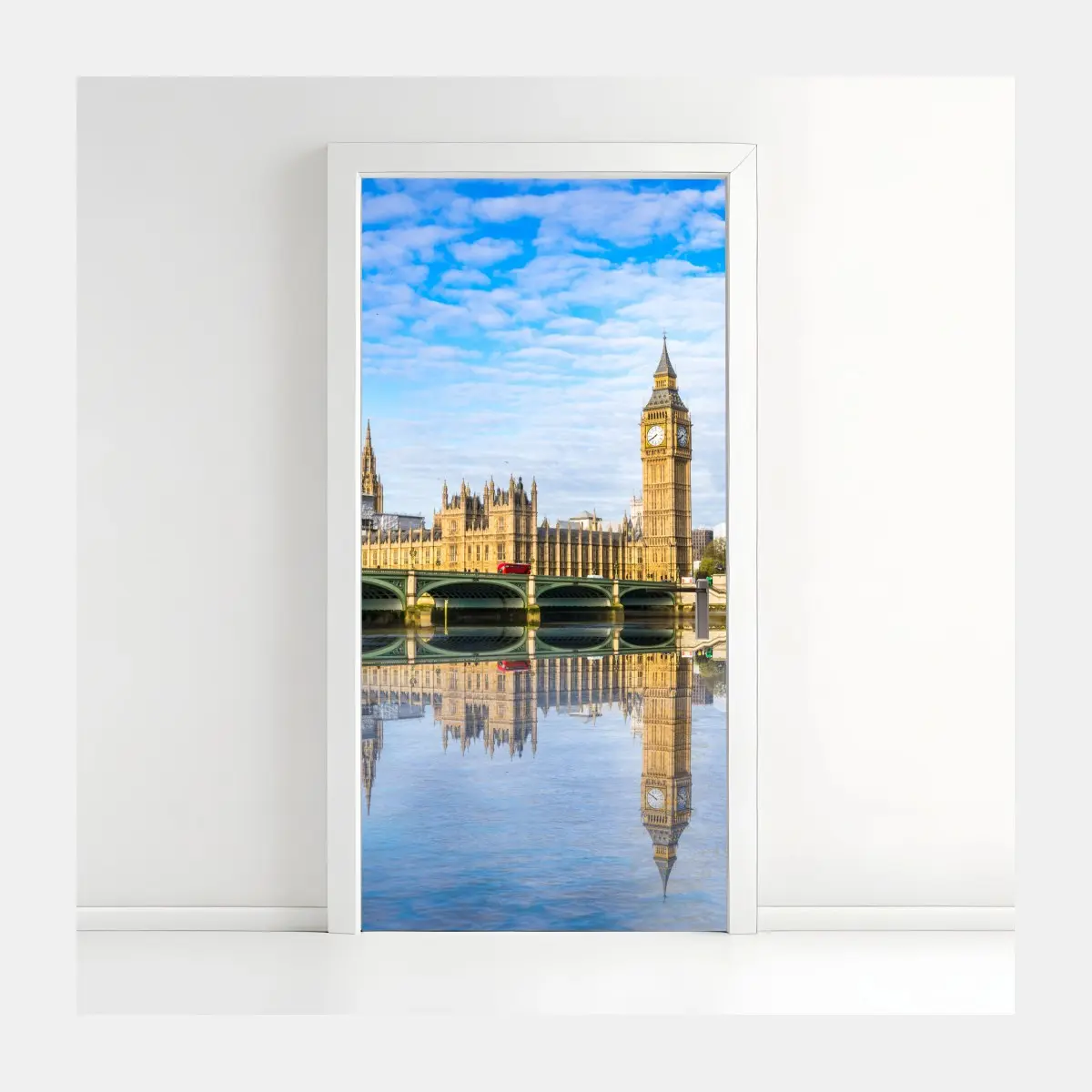 Adesivo per porta panorama sul Tamigi con Big Ben e palazzo di Westminster • Wallissimo®