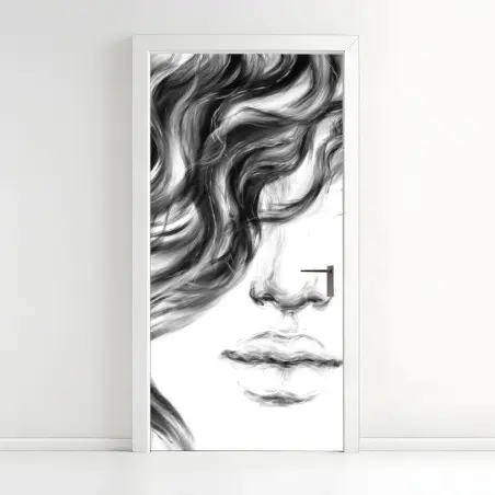 Adesivo per porta ritratto etereo in bianco e nero • Wallissimo®