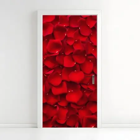Adesivo per porta mosaico di petali di rosa rossa • Wallissimo®