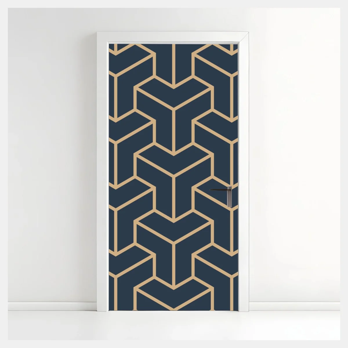 Adesivo per porta motivo geometrico a cubi effetto tridimensionale • Wallissimo® Adesivo per porta motivo geometrico a cubi effetto tridimensionale • Wallissimo®