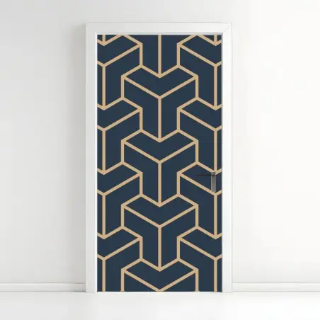 Adesivo per porta motivo geometrico a cubi effetto tridimensionale • Wallissimo®