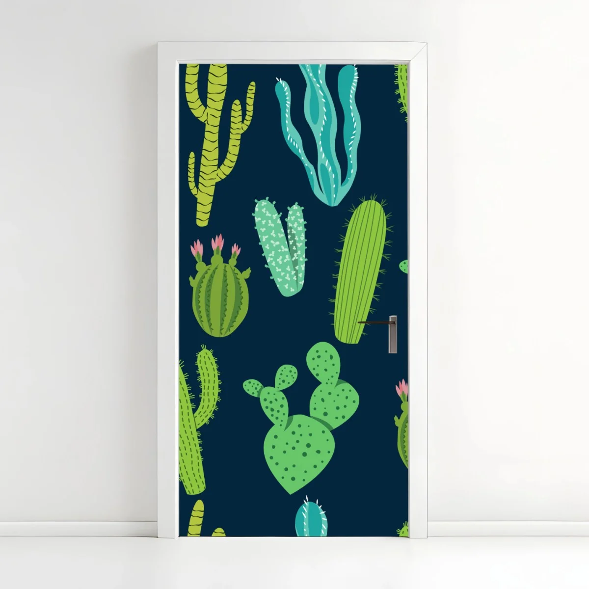 Adesivo per porta pattern di cactus e succulente in tonalità verdi • Wallissimo® Adesivo per porta pattern di cactus e succulente in tonalità verdi • Wallissimo®