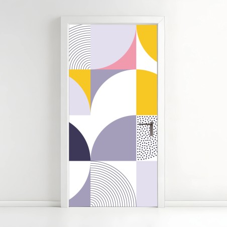 Adesivo per porta motivo geometrico pastello moderno • Wallissimo®