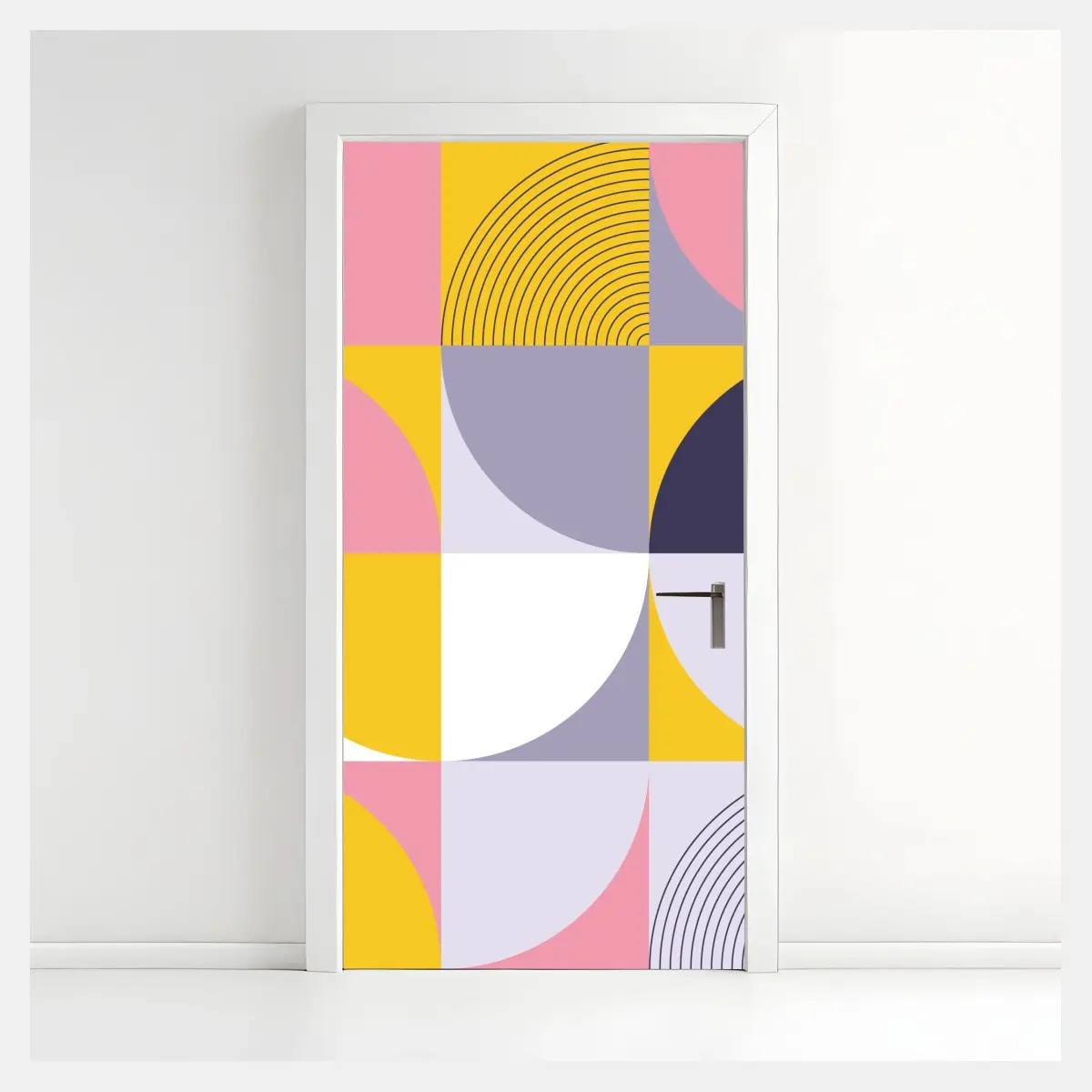 Adesivo per porta motivo geometrico vivace a blocchi di colore • Wallissimo®