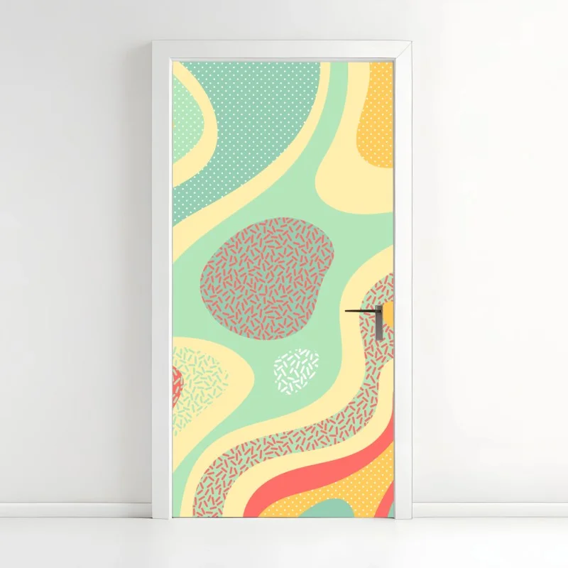 Adesivo per porta mosaico organico in pastello