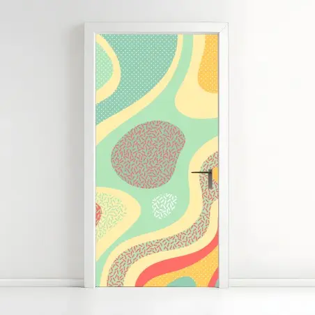 Adesivo per porta mosaico organico in pastello • Wallissimo®