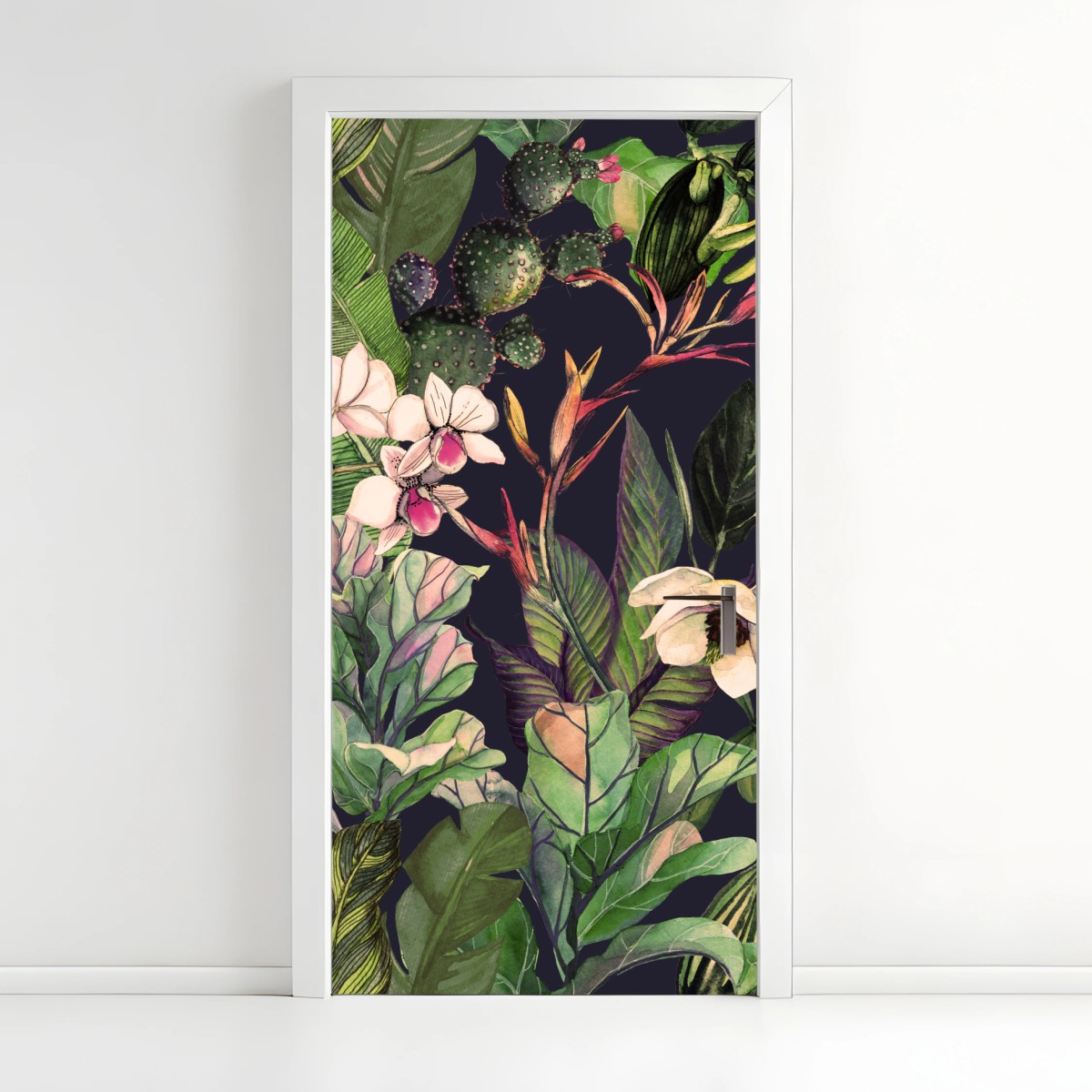 Adesivo per porta motivo botanico tropicale acquerellato • Wallissimo®