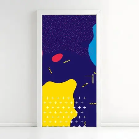 Adesivo per porta motivo astratto pop dai colori vivaci • Wallissimo®