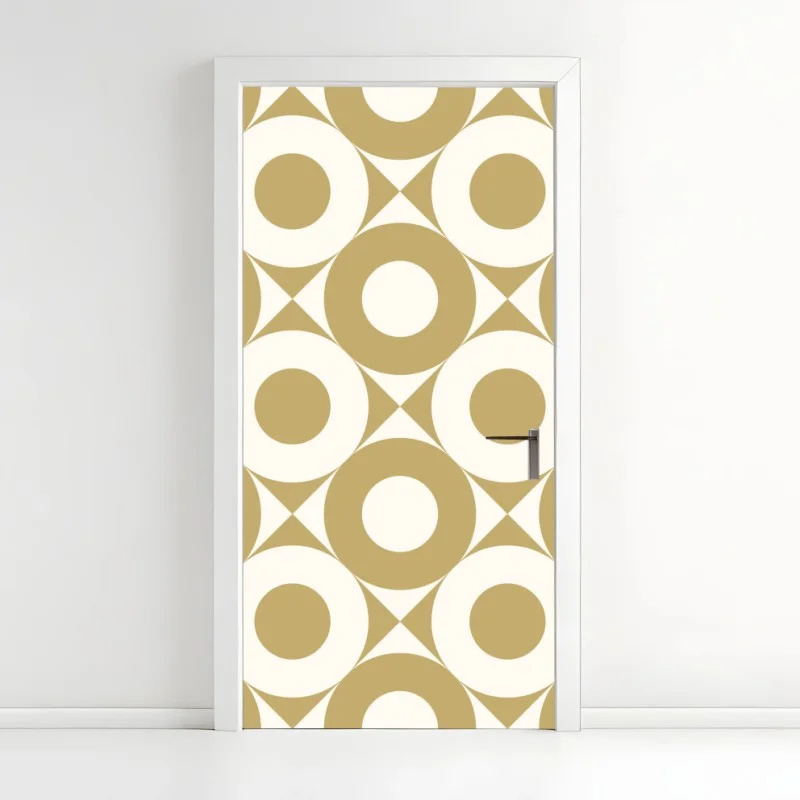 Adesivo per porta motivo geometrico retrò oro e avorio