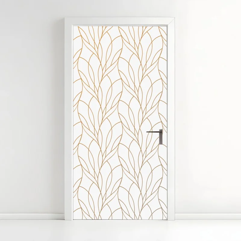 Adesivo per porta elegante motivo di foglie dorate