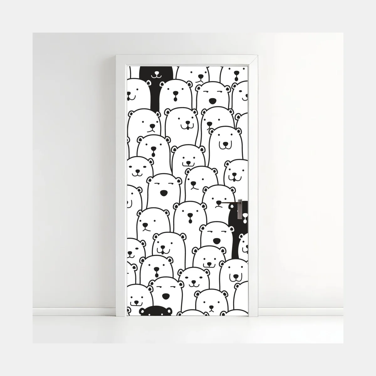 Adesivo per porta motivo di orsi minimal in bianco e nero • Wallissimo® Adesivo per porta motivo di orsi minimal in bianco e nero • Wallissimo®