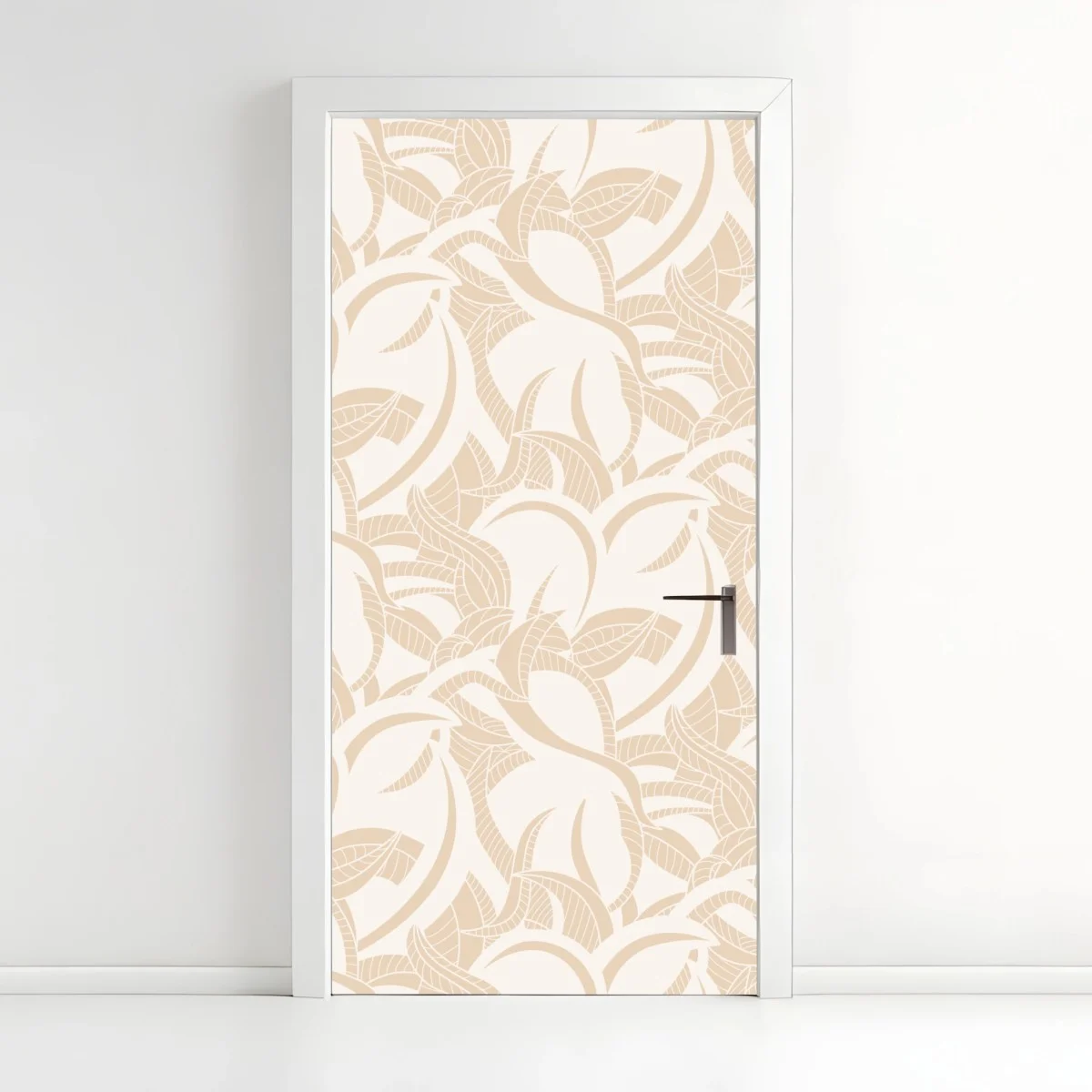 Adesivo per porta motivo di foglie beige elegante • Wallissimo® Adesivo per porta motivo di foglie beige elegante • Wallissimo®