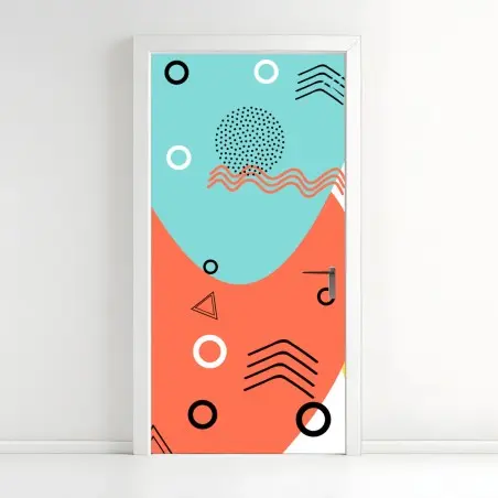 Adesivo per porta motivo geometrico pop dai colori vivaci • Wallissimo®