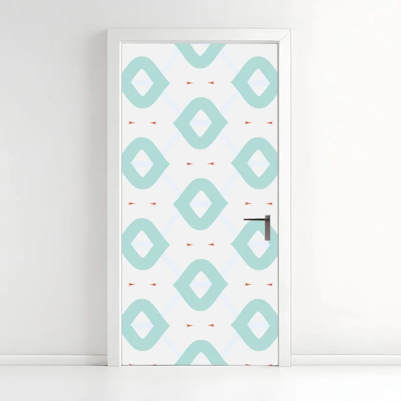 Adesivo per porta motivo geometrico turchese stile scandinavo