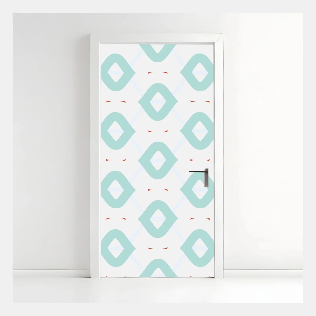 Adesivo per porta motivo geometrico turchese stile scandinavo • Wallissimo® Adesivo per porta motivo geometrico turchese stile scandinavo • Wallissimo®