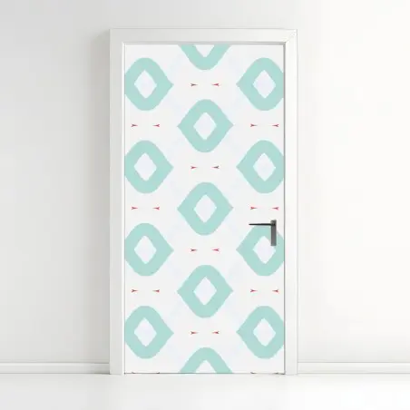 Adesivo per porta motivo geometrico turchese stile scandinavo • Wallissimo®