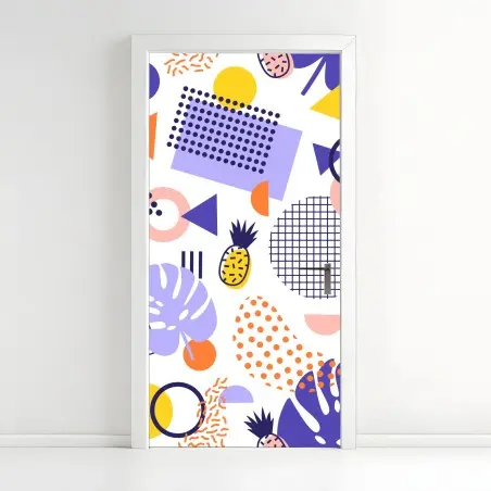 Adesivo per porta motivo tropicale geometrico estivo • Wallissimo®