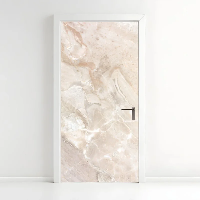 Adesivo per porta marmo beige venato per decorazione murale
