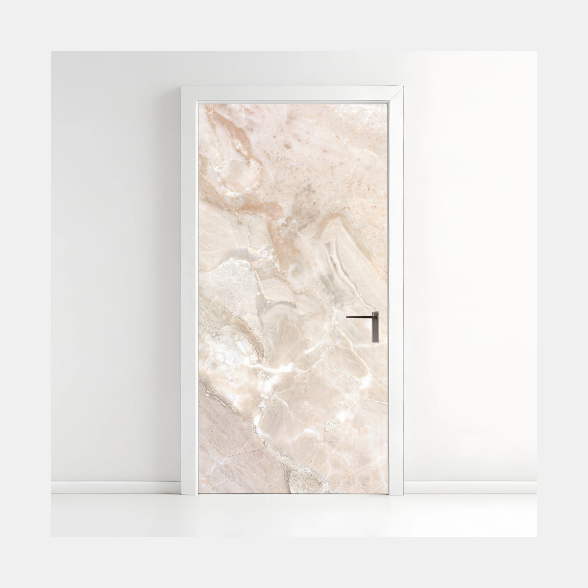Adesivo per porta marmo beige venato per decorazione murale • Wallissimo®