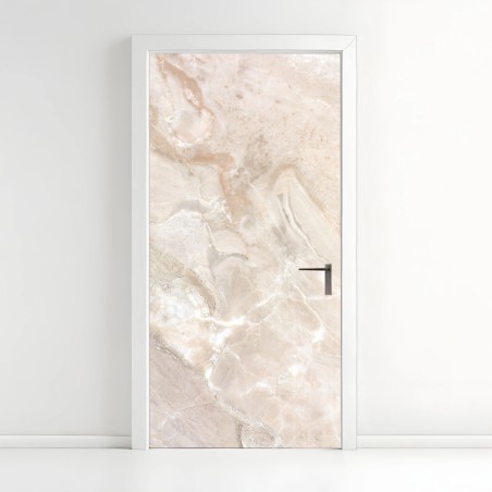 Adesivo per porta marmo beige venato per decorazione murale • Wallissimo®