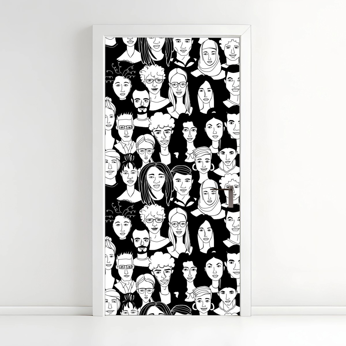 Adesivo per porta ritratto collettivo in bianco e nero • Wallissimo®