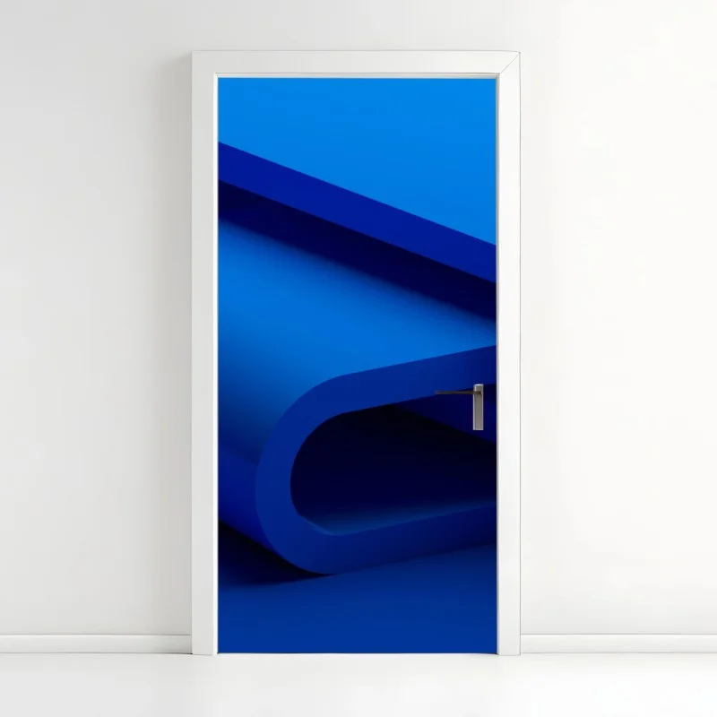 Adesivo per porta curve geometriche blu