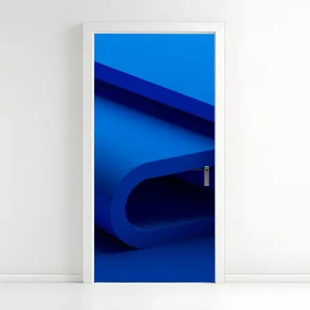 Adesivo per porta curve geometriche blu • Wallissimo®