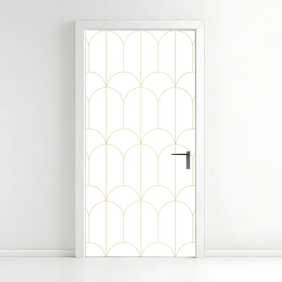 Adesivo per porta motivo art déco oro su sfondo bianco • Wallissimo®