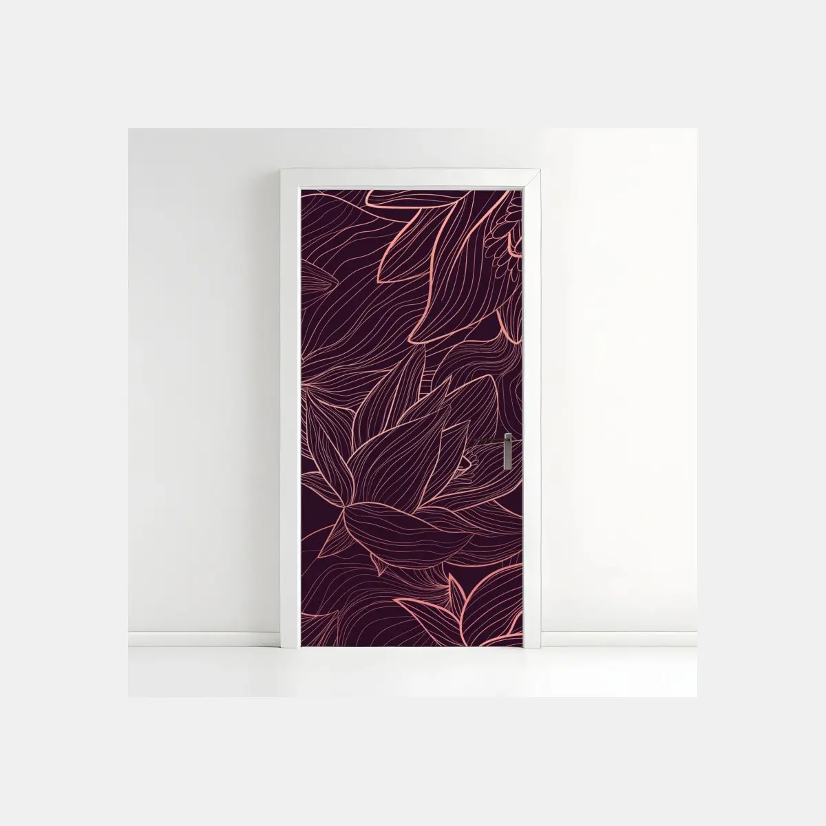 Adesivo per porta motivo floreale lineare in rosa antico • Wallissimo®
