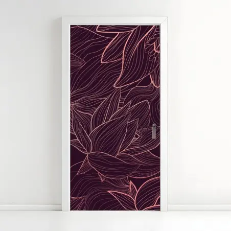 Adesivo per porta motivo floreale lineare in rosa antico • Wallissimo®